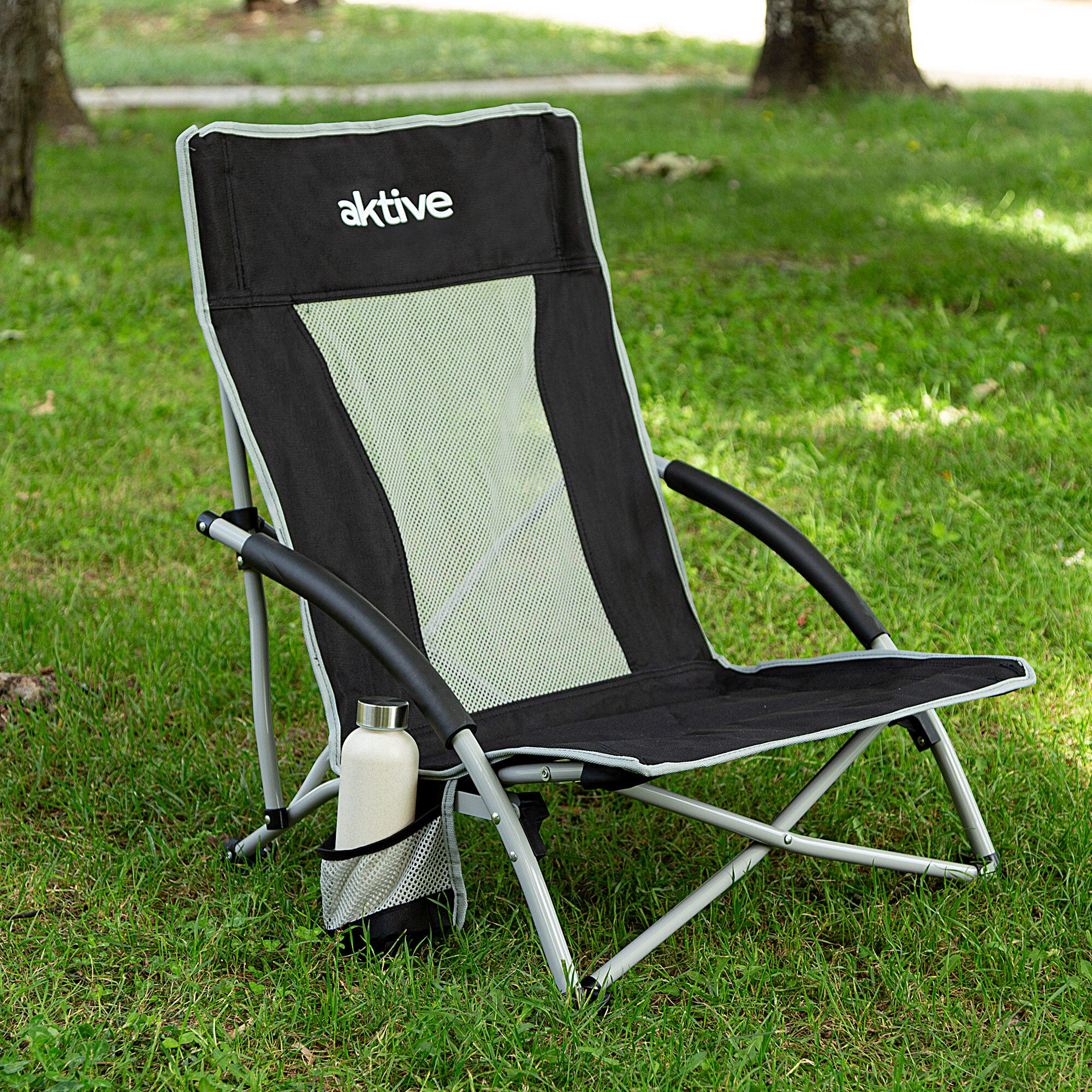 Aktive Lot de 4 chaises de camping basses pliantes 50x51x67 cm noires 3/7