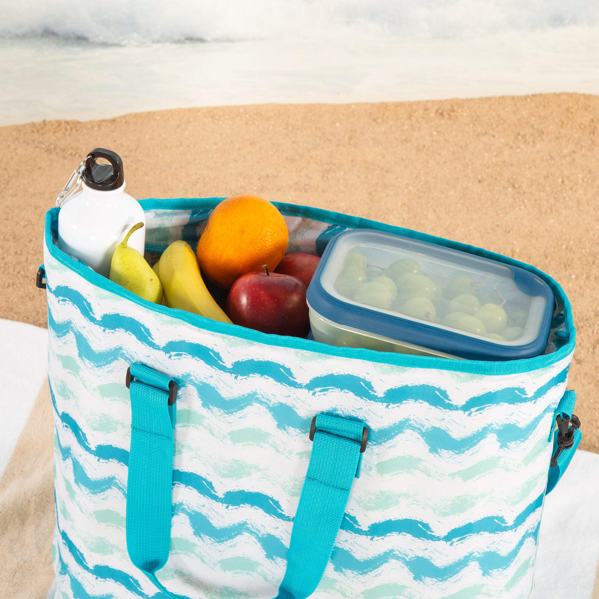 Aktive Pacchetto spiaggia: sedia bassa + borsa frigo portatile da 20 litri 2/7