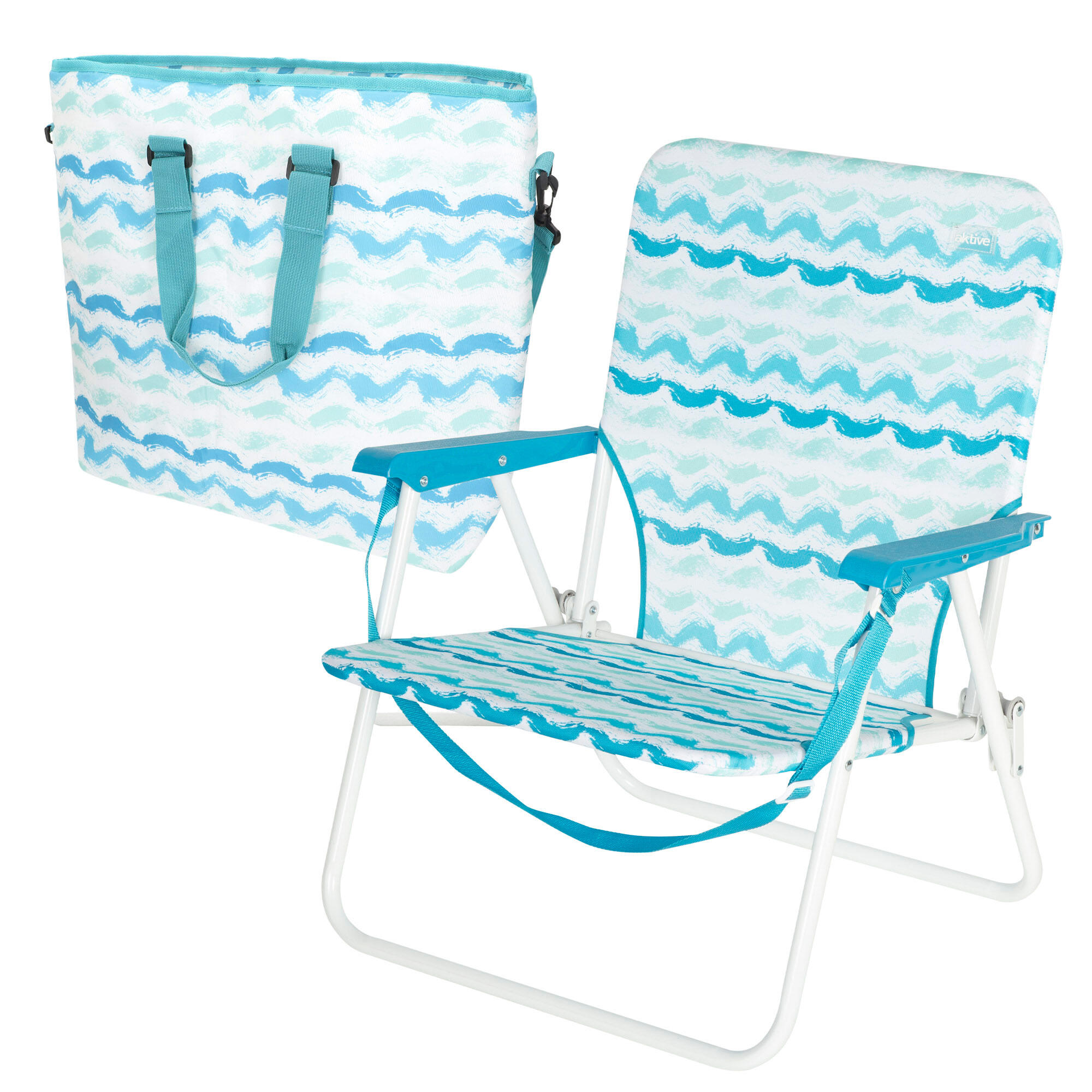 Aktive - Aktive Pack Plage : Chaise Basse (45x40x70 Cm) + Glacière Portable 20 Litres - Siège Pliant - Taille Unique - Decathlon