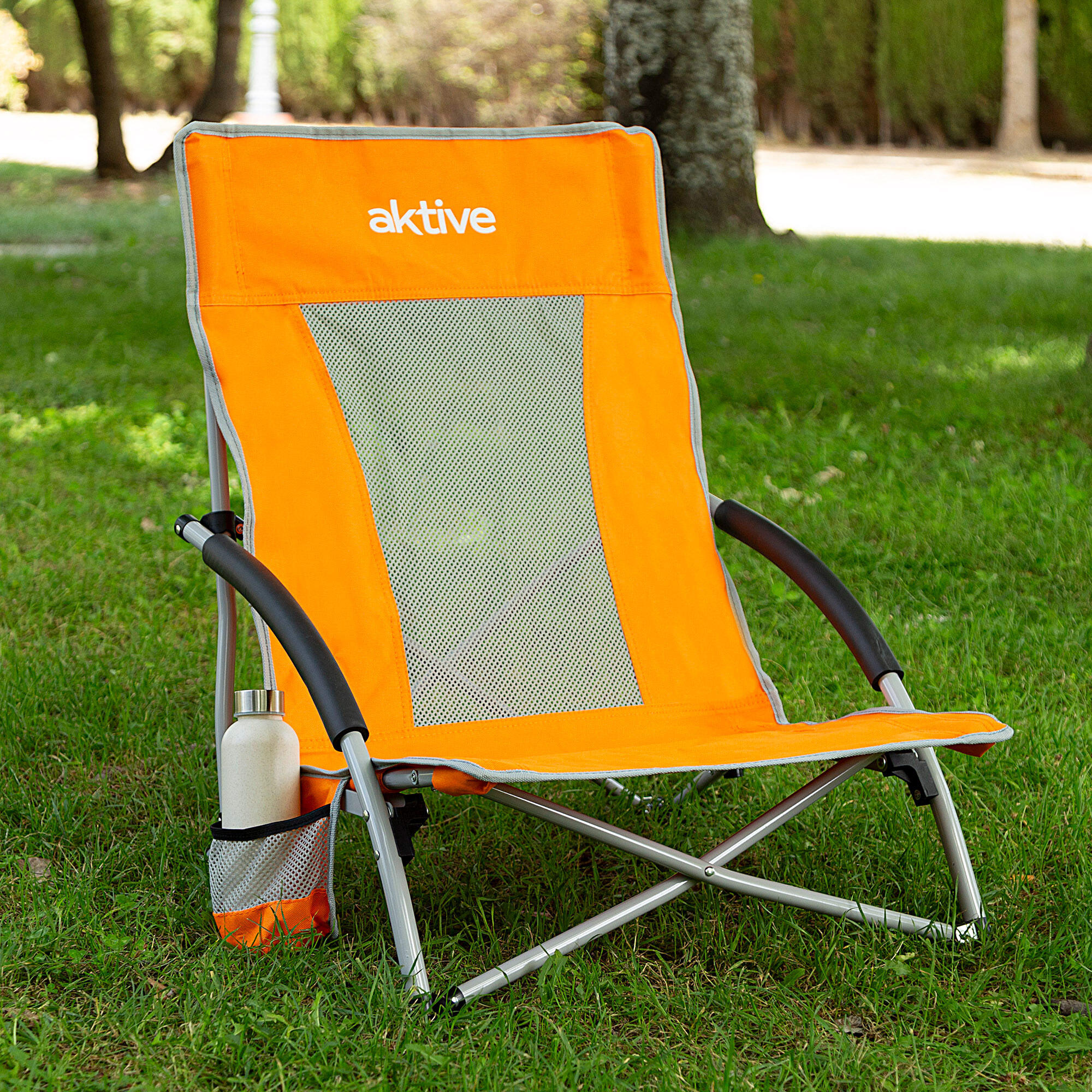 Aktive Lot de 4 chaises de plage basses pliantes 50x51x67 cm orange 3/7