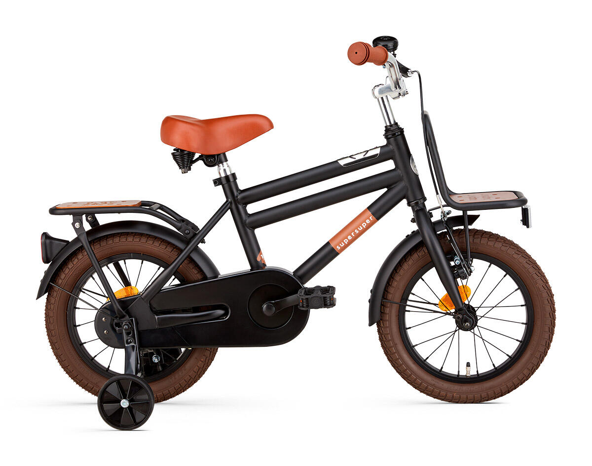 SUPERSUPER SuperSuper Cooper Bamboo Kinderfiets - 14 inch - Mat Zwart