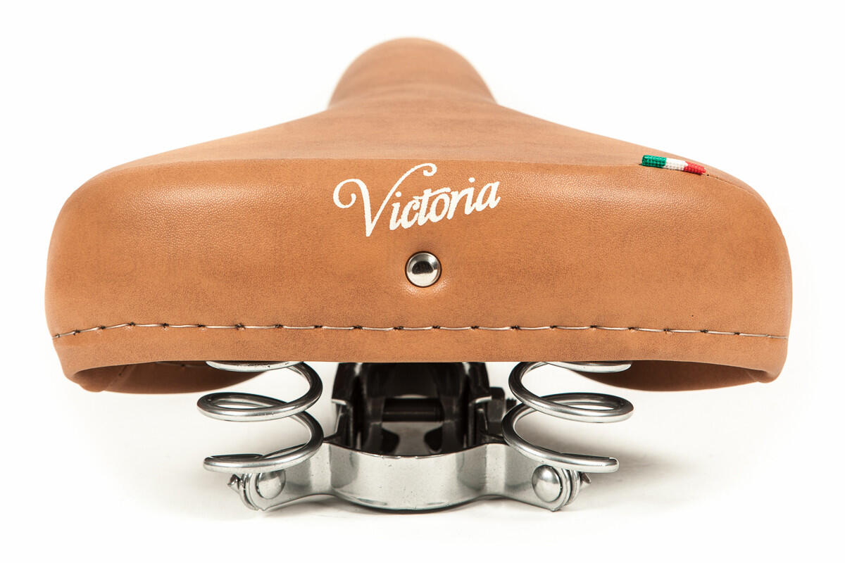 Victoria fietszadel met chromen veren - lichtbruin 2/4