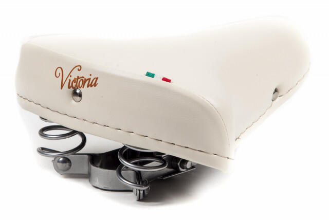 Sella per bicicletta Victoria con molle cromate - crema 2/5