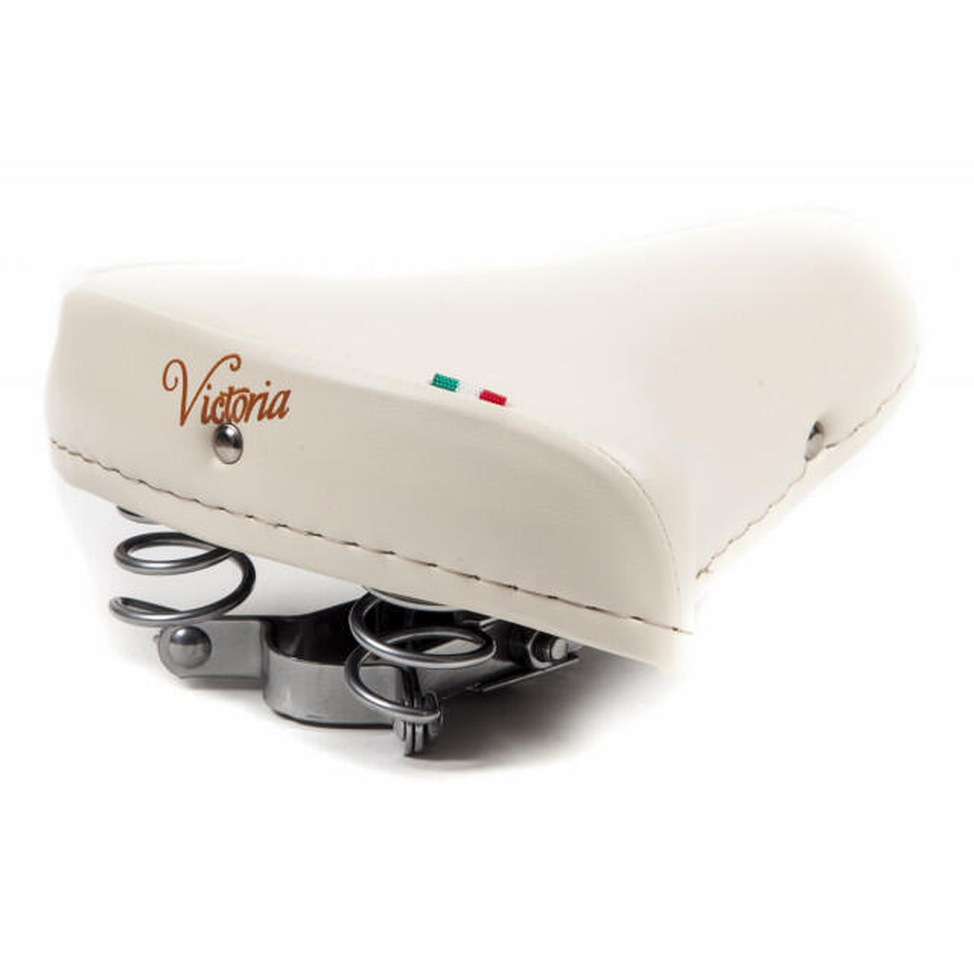 Selle de vélo Victoria avec ressorts chromés - crème