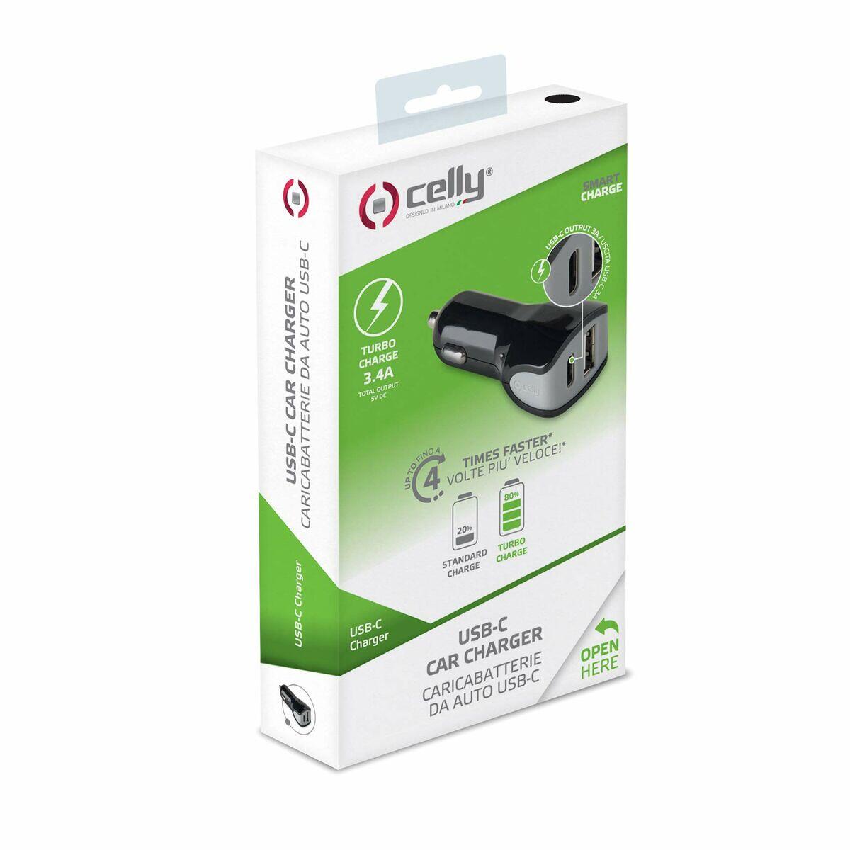 Cargador de Coche Celly   Negro 3/4