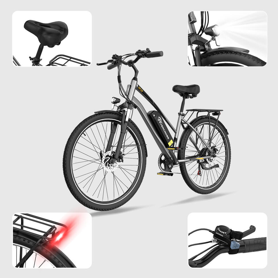 Rower elektryczny dla dorosłych z oponą 28'' 36V13Ah APP EVERCROSS-EK28 srebrny