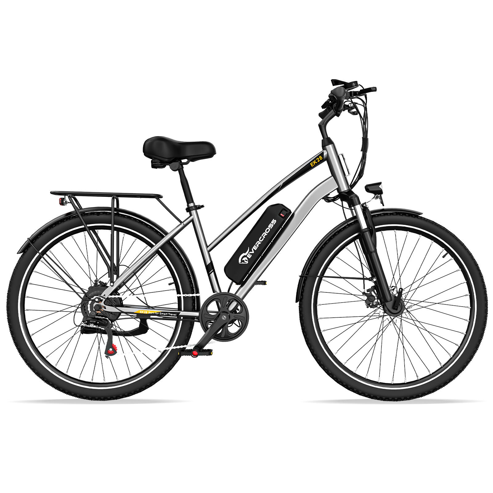 EVERCROSS Bicicletta Elettrica per Adulti Pneumatici da 28" EVERCROSS - EK28 Argento