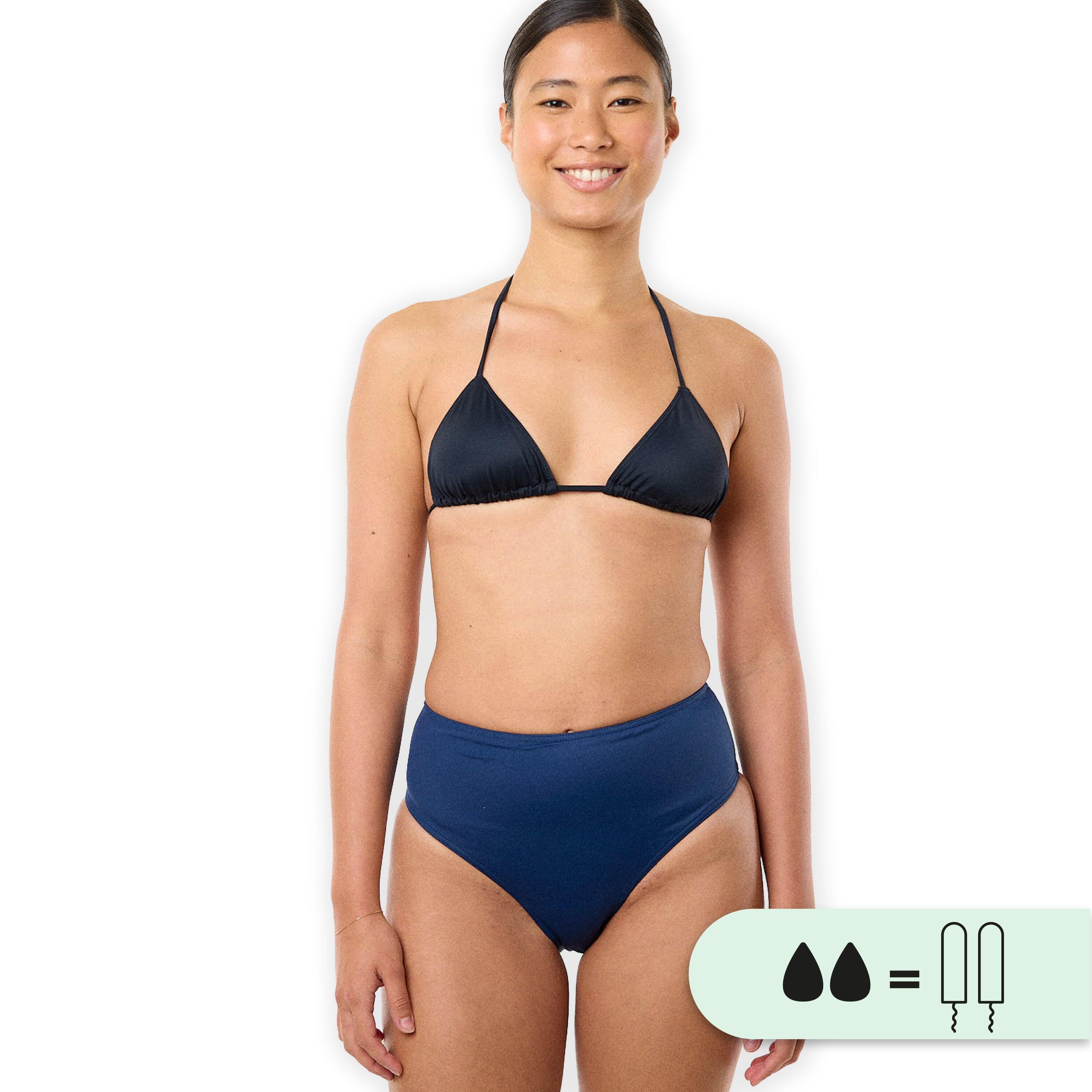 Smoon - Culotte De Bain Menstruel Taille Haute - Flux Moyen - Maillot De Bain 1 Pièce - Bleu - S - Decathlon