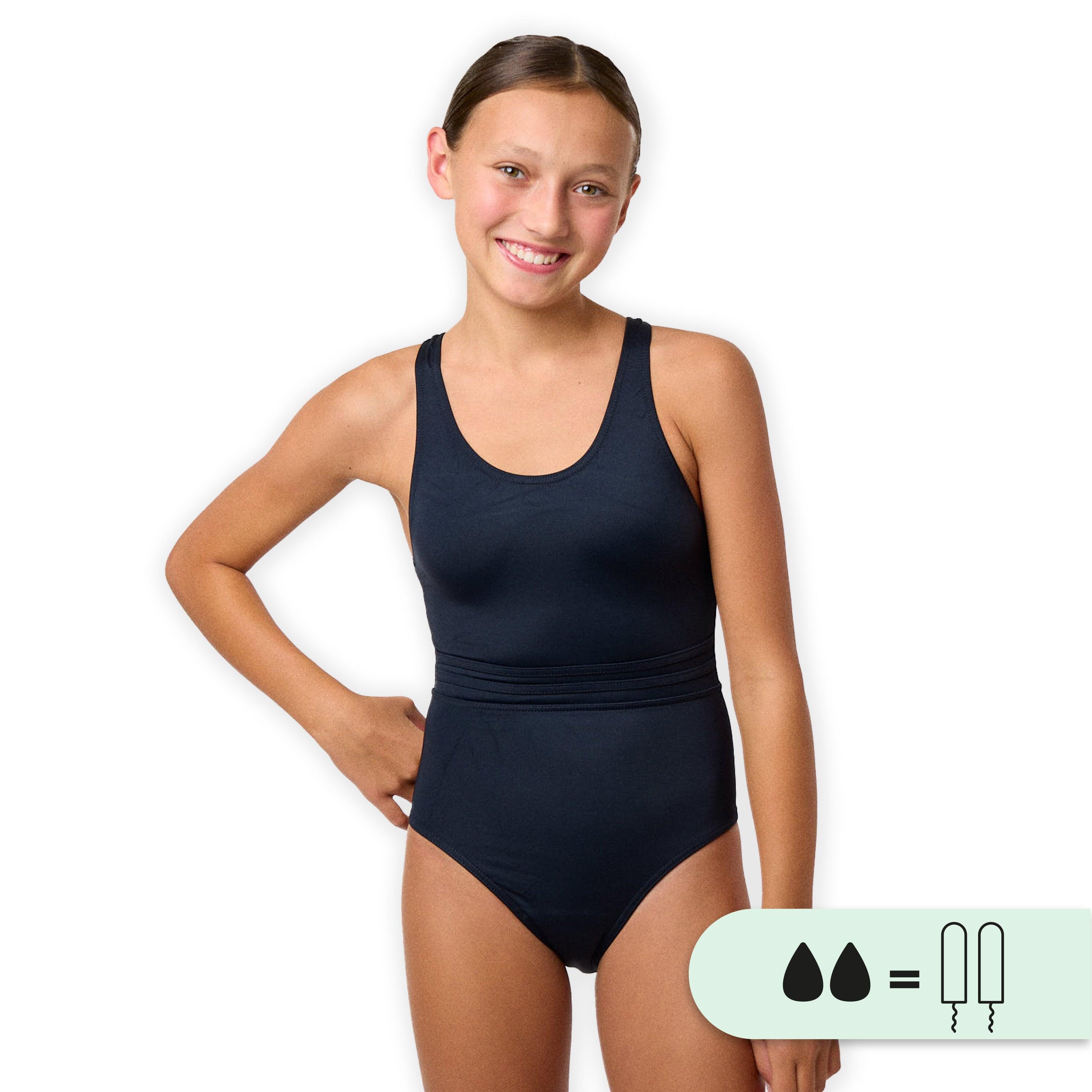 Smoon - Maillot De Bain 1p Menstruel Pour Ados - Flux Moyen - Maillot De Bain 1 Pièce - Noir - 15-16 Ans - Decathlon