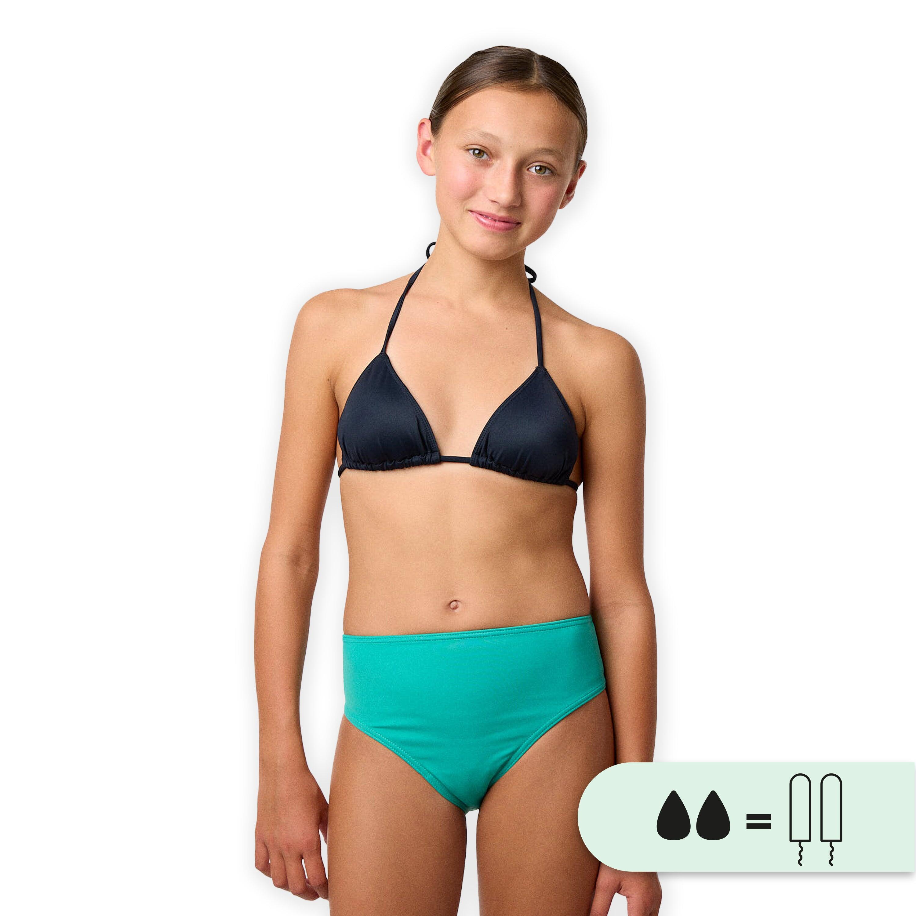 Smoon - Culotte De Bain Menstruel Taille Haute Pour Ados - Flux Moyen - Maillot De Bain 1 Pièce - Vert - 10 À 12 Ans - Decathlon