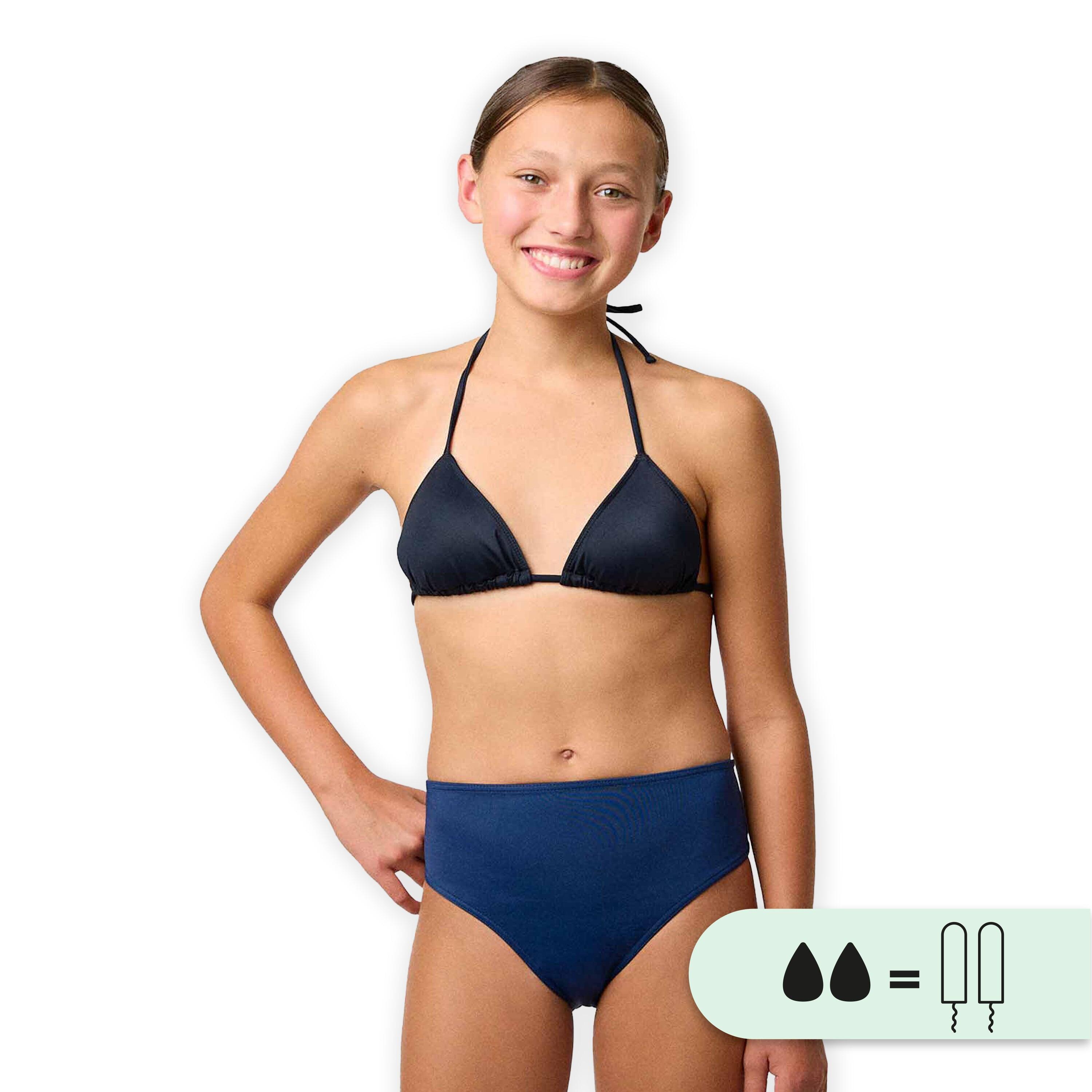 Smoon - Culotte De Bain Menstruel Taille Haute Pour Ados - Flux Moyen - Maillot De Bain 1 Pièce - Bleu - 15-16 Ans - Decathlon