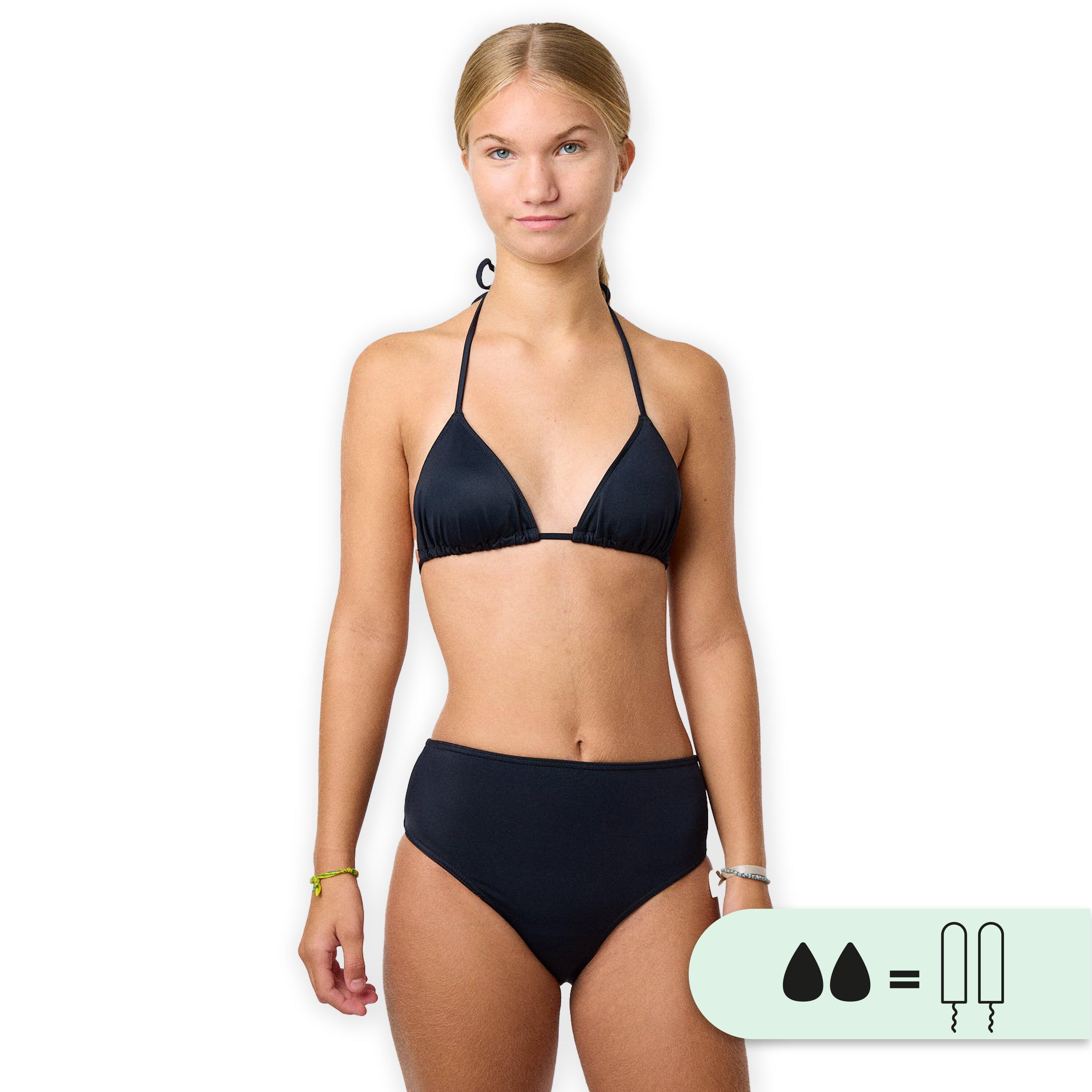 Smoon - Culotte De Bain Menstruel Taille Haute Pour Ados - Flux Moyen - Maillot De Bain 1 Pièce - Noir - 15-16 Ans - Decathlon