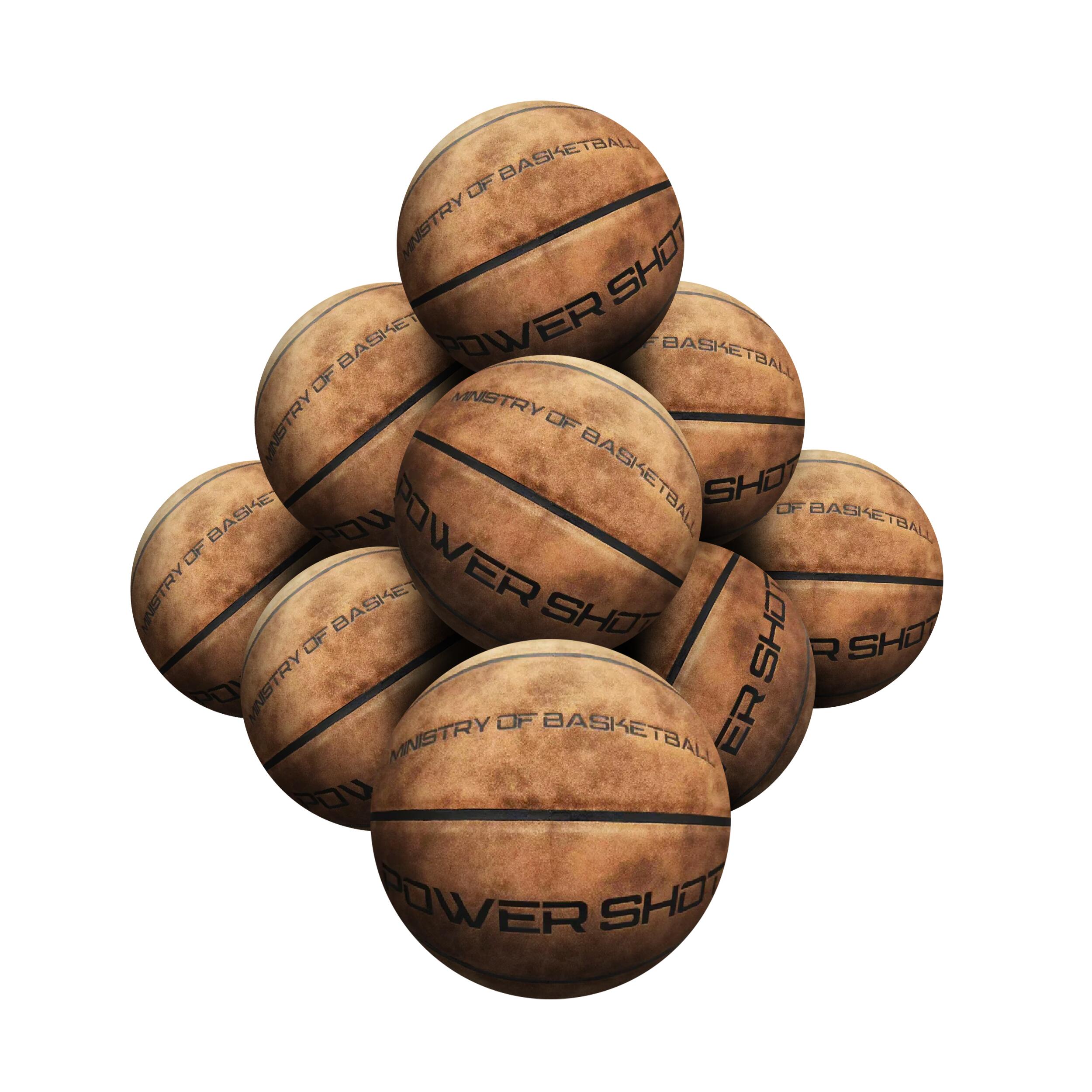 STRADIA "POWER SHOT" Basketball – Premium PU – Pack of 10 with Mesh Bag