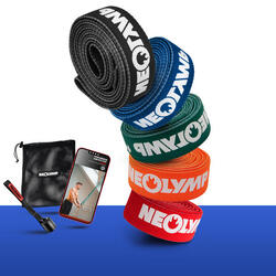 Set de bandes de résistance en tissu – 5 niveaux de résistance avec sacoche