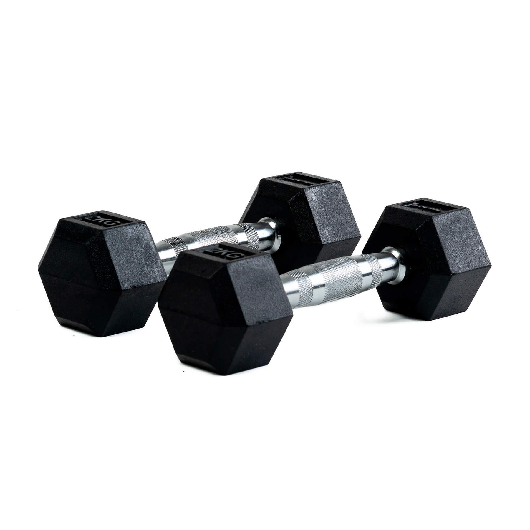 Haltères professionnelles hexagonales en caoutchouc 2 kg (paire) 2/5