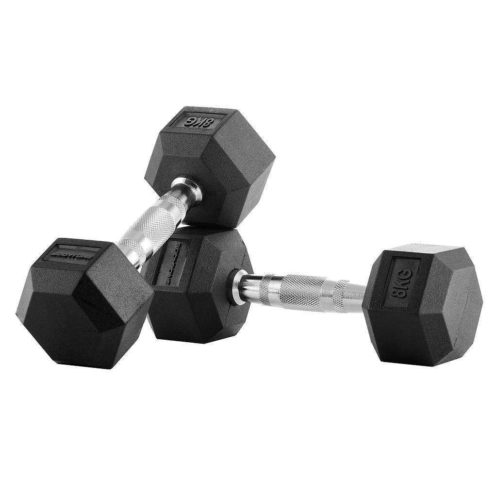 Halteres hexagonais de borracha 8 kg (par) h8 bodytone