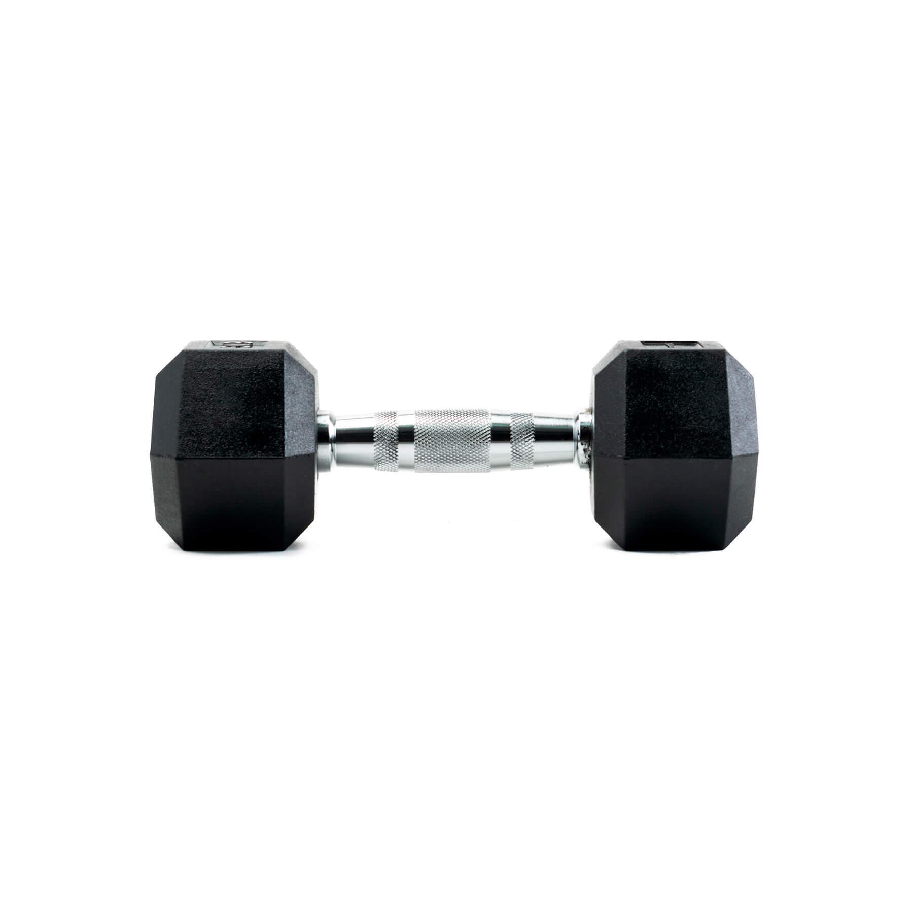 Halteres profissionais de borracha hexagonais 9 kg 5/5