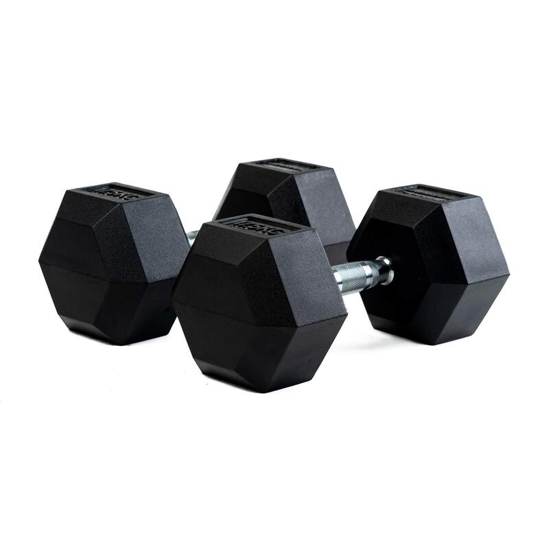 Haltères professionnelles hexagonales en caoutchouc 17 kg (paire)