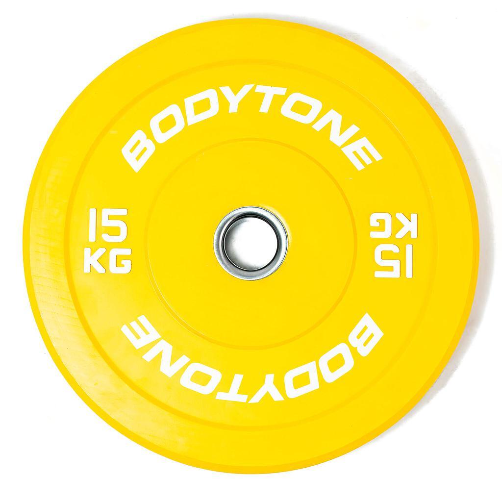 BODYTONE Bumper de goma maciza profesional con casquillo de acero 15 kg BP15