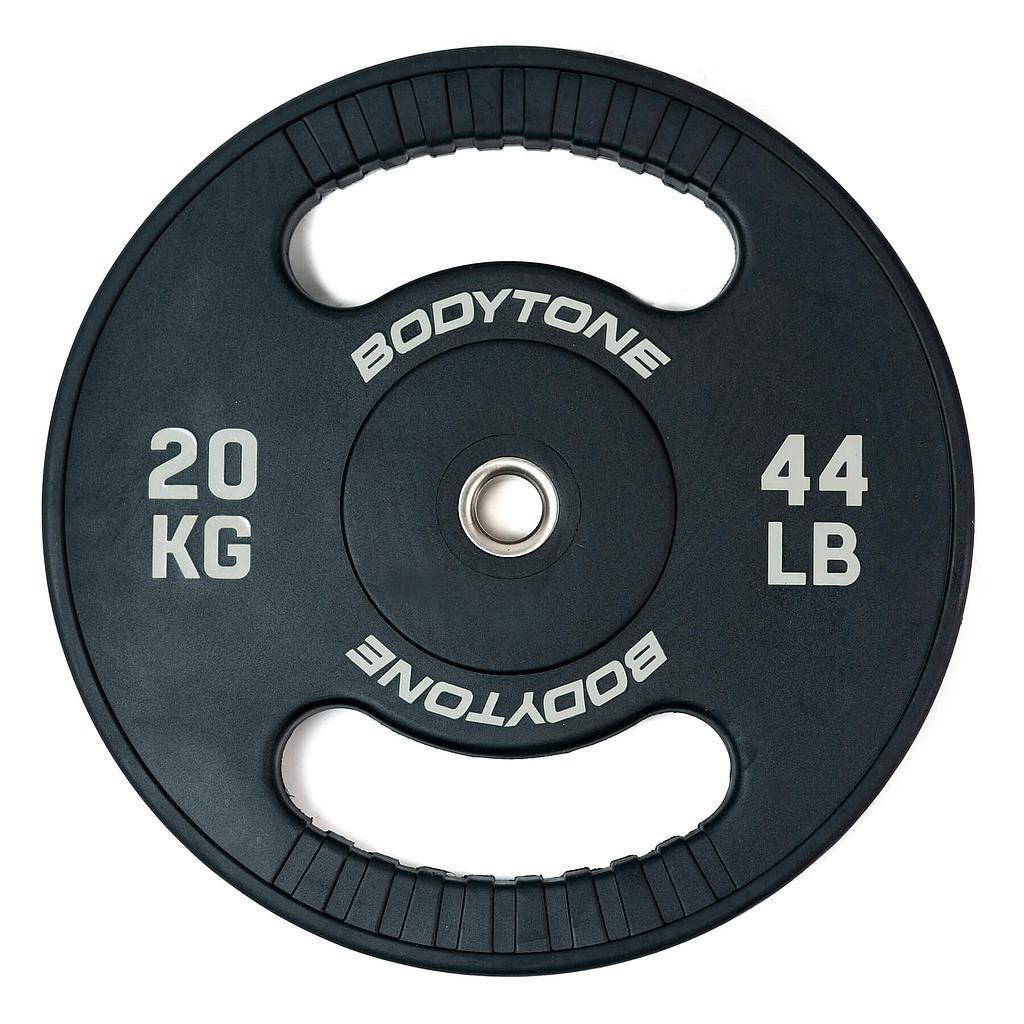 BODYTONE Disco de goma profesional de 20 kg con agarre (28mm) 28/20