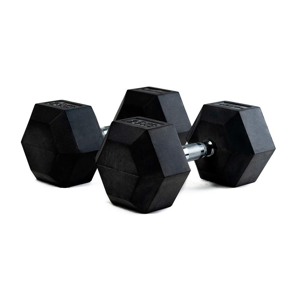 Halteres profissionais de borracha hexagonal 25kg