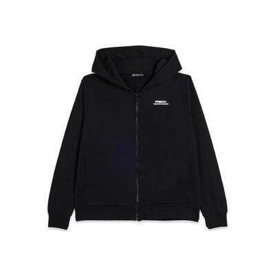 Felpa comfort fit nera con zip e cappuccio in french terry