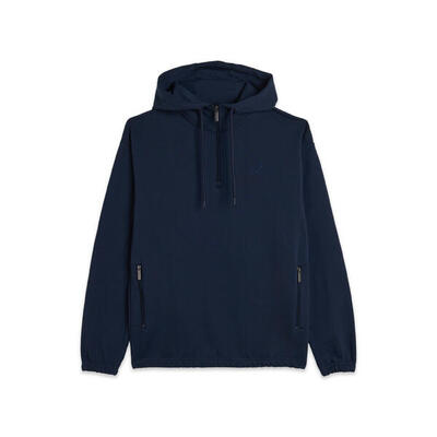 Felpa con mezza zip e cappuccio regolabile