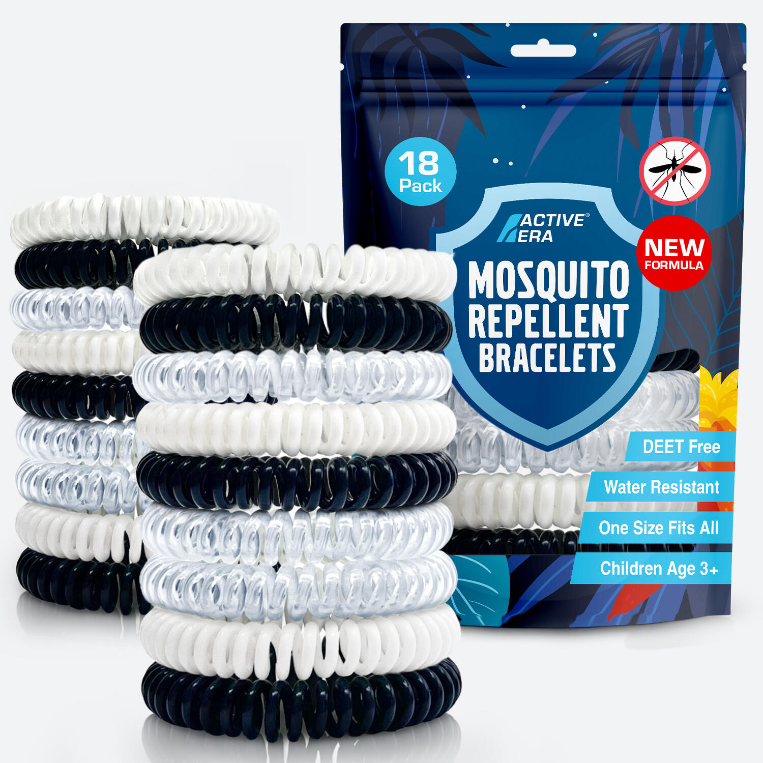 ACTIVE ERA Explorer Mosquito Repellent Bands - 18 Pack with Assorted Colours