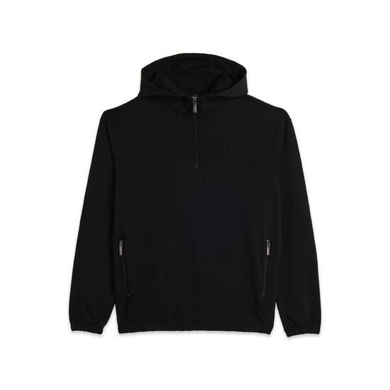 Felpa con mezza zip e cappuccio regolabile