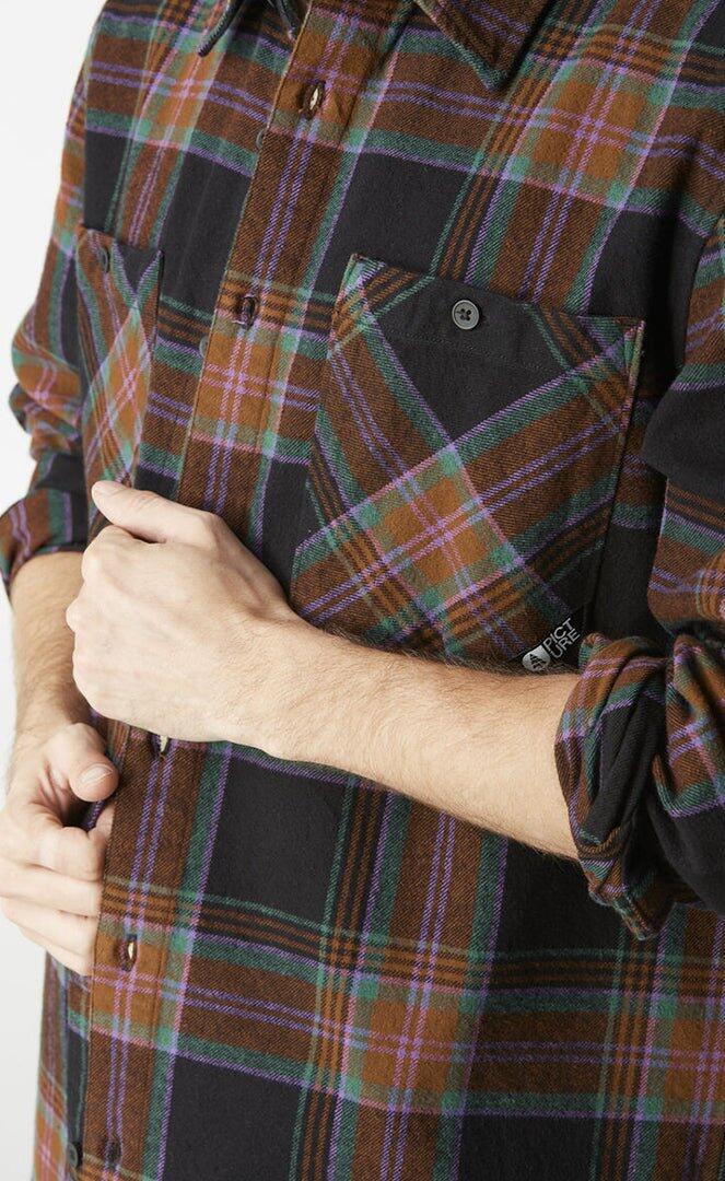 Relowa Chemise de Madera de Fresno a Cuadros de Manga Larga para Hombre 3/6