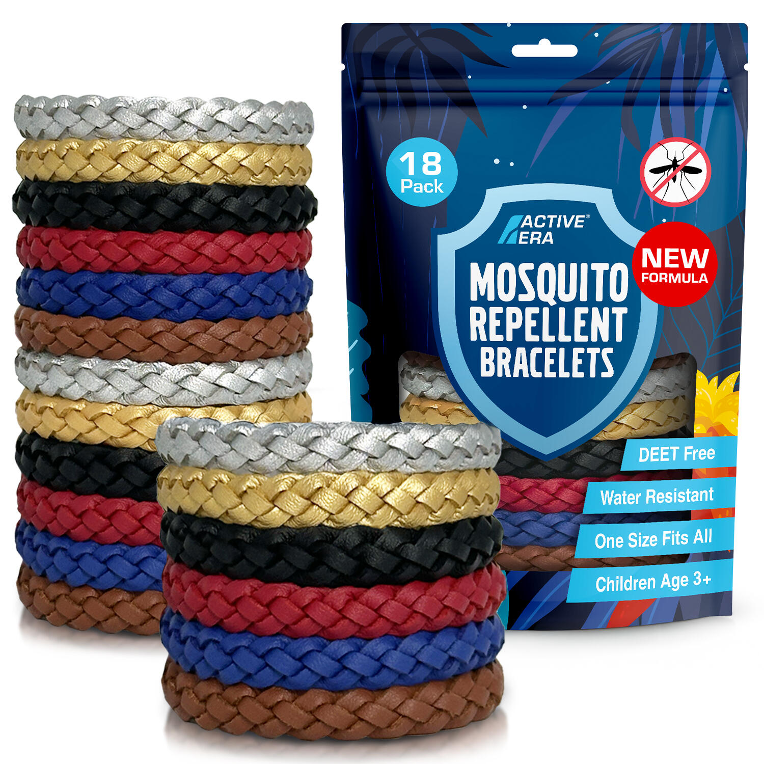 ACTIVE ERA Adventure Mosquito Repellent Bands - 18 Pack with Assorted Colours