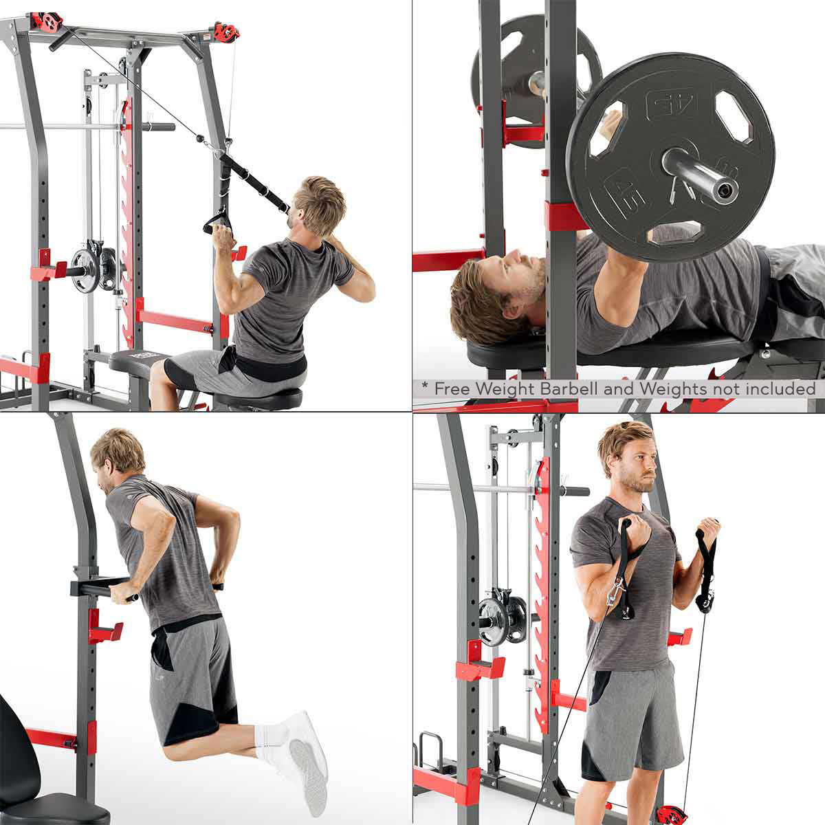 MARCY PRO SM4903 MULTI GYM CAGE SMITH MACHINE & ADJUSTABLE WEIGHT BENCH 4/7