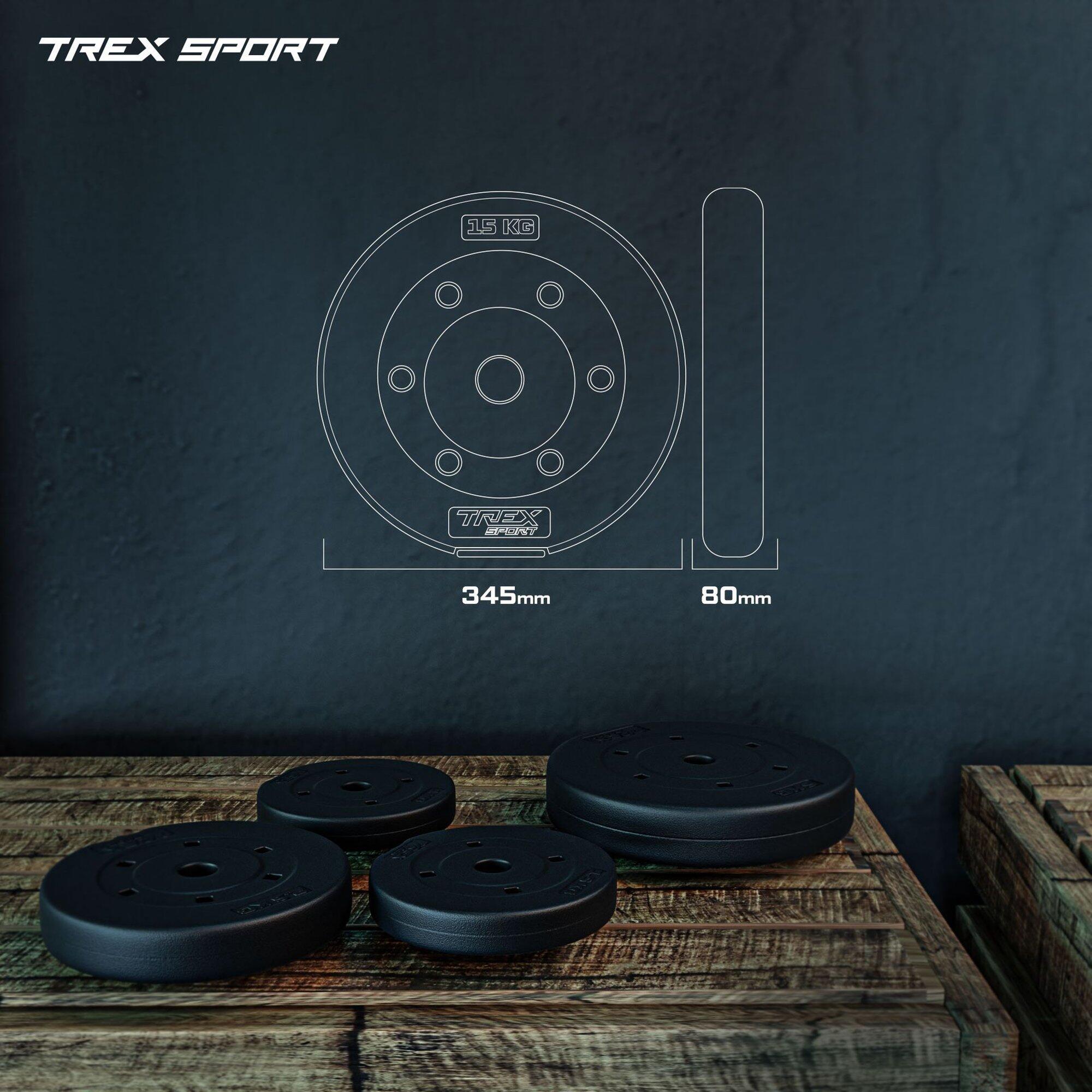 Disco de pesas Trex Sport 15 kg Ø27 mm para barra 3/7