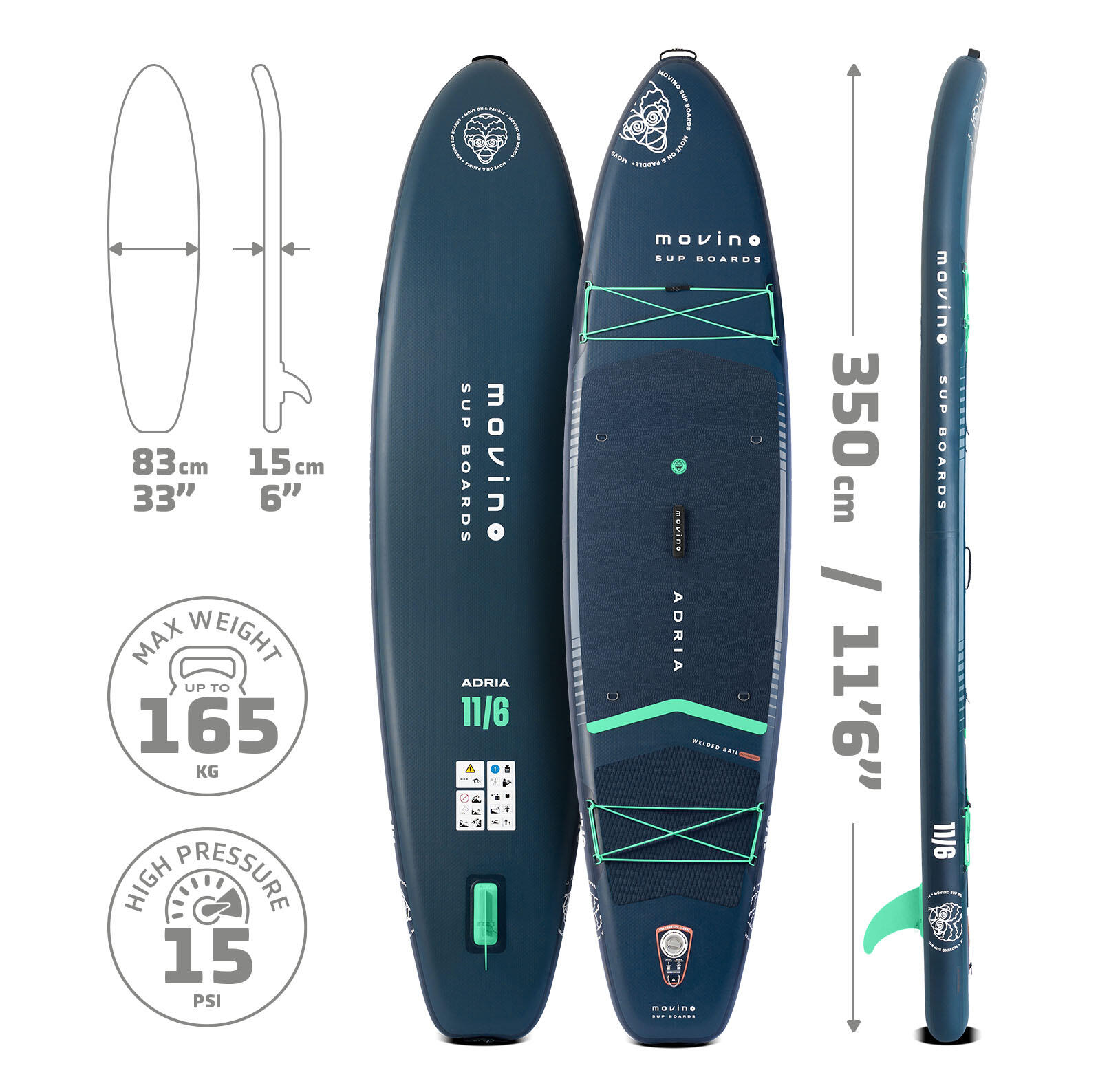 SUP-Board Movino Adria 11’6” (350cm) 350 NBM-9006 6/7
