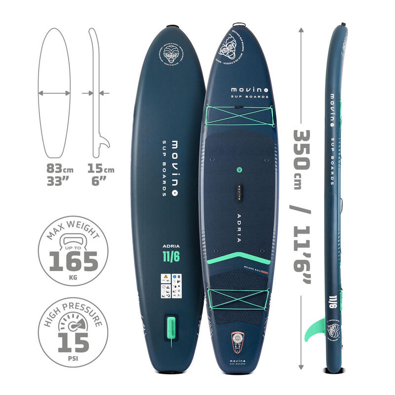 Nafukovací SUP paddleboard Adria NBM (350 cm) svařované hrany pádlo 2v1