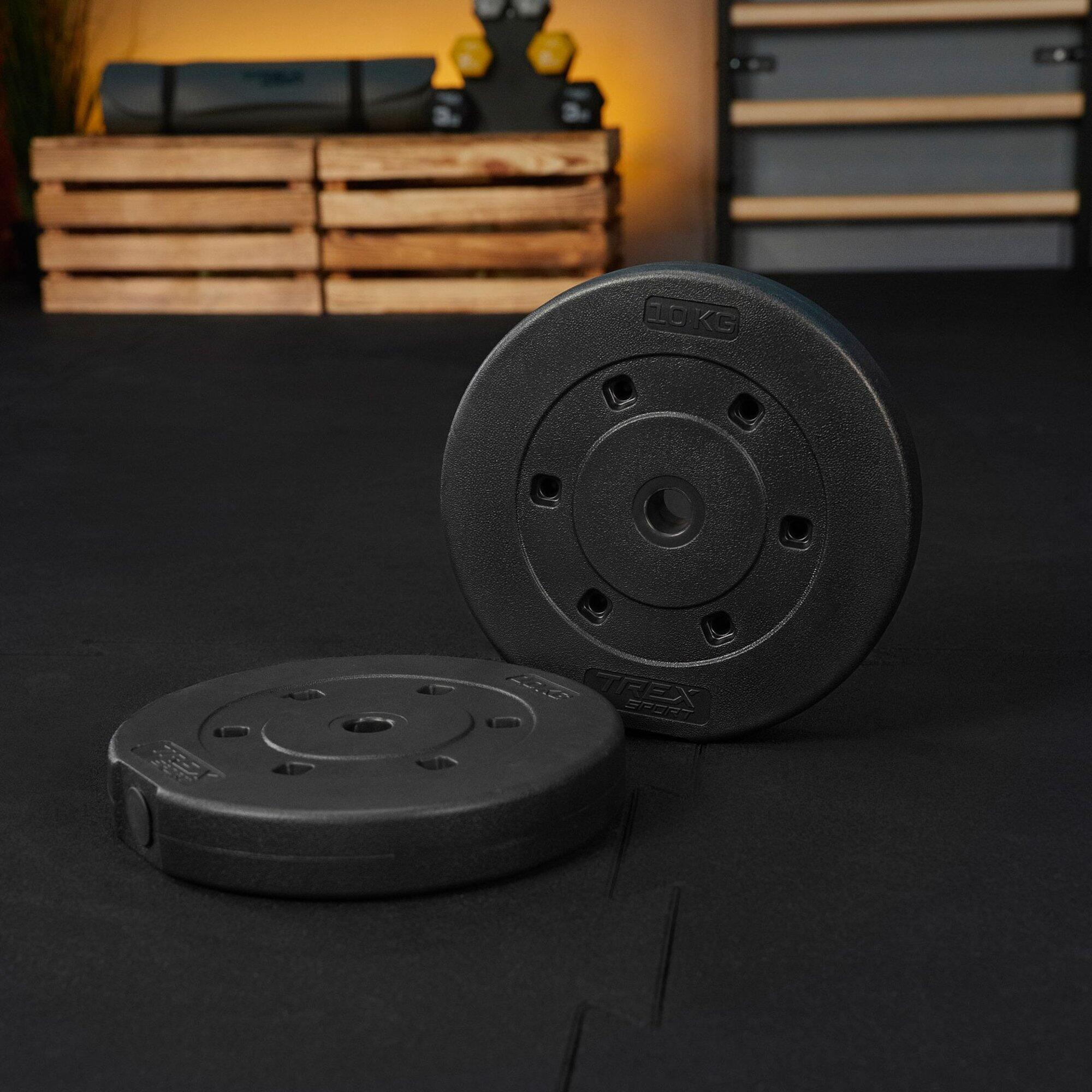Set de disques de musculation en bitume Trex Sport 20 kg (2×10 kg) Ø27 mm 6/7