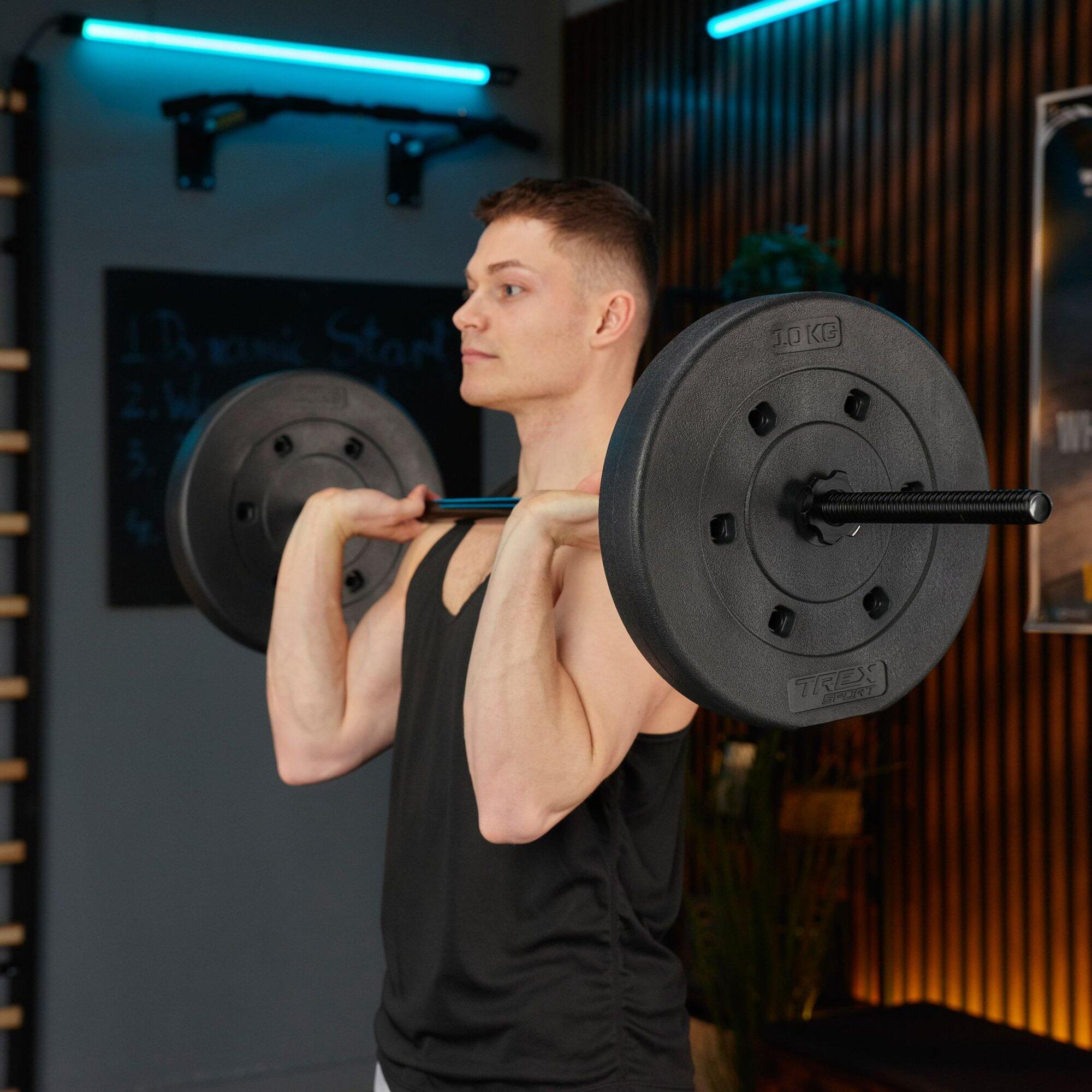 Set de disques de musculation en bitume Trex Sport 20 kg (2×10 kg) Ø27 mm 5/7