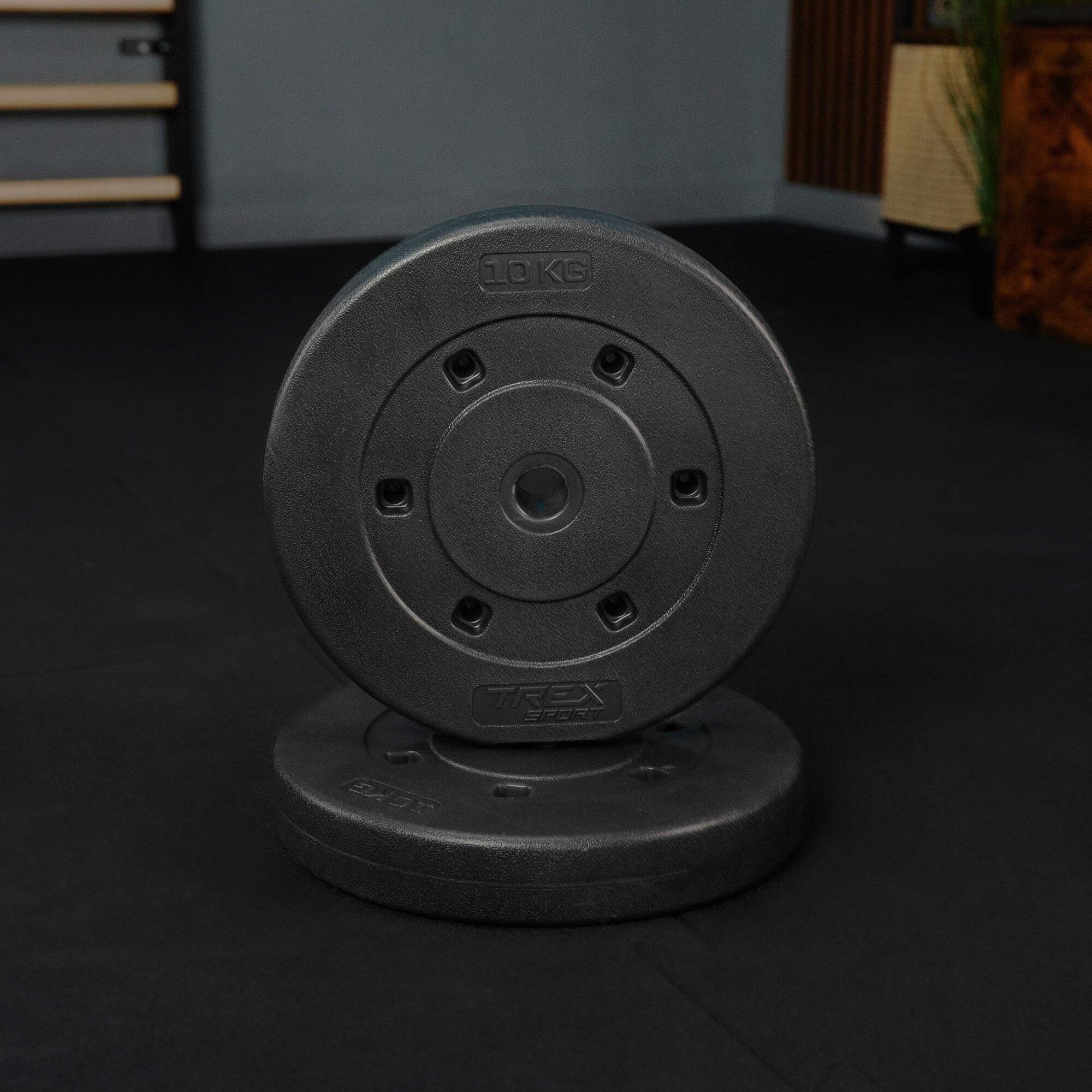 Set de disques de musculation en bitume Trex Sport 20 kg (2×10 kg) Ø27 mm 4/7