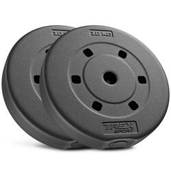 Set de disques de musculation en bitume Trex Sport 20 kg (2×10 kg) Ø27 mm