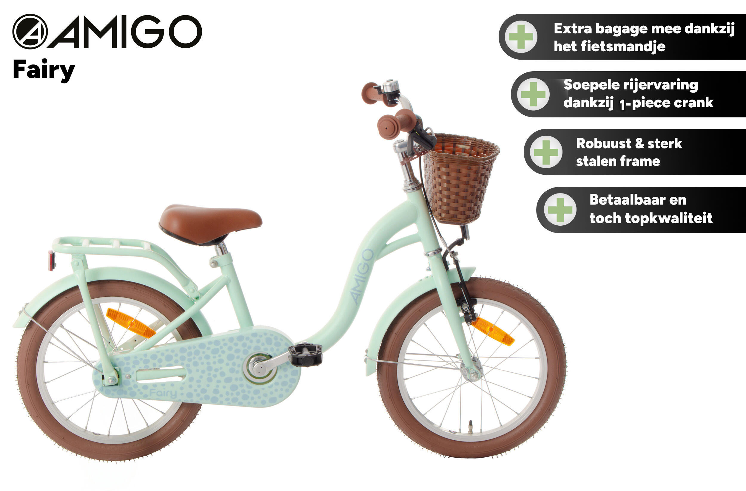 AMIGO Meisjesfiets Fairy 18 Inch Meisjes Terugtraprem Mintgroen 2/7