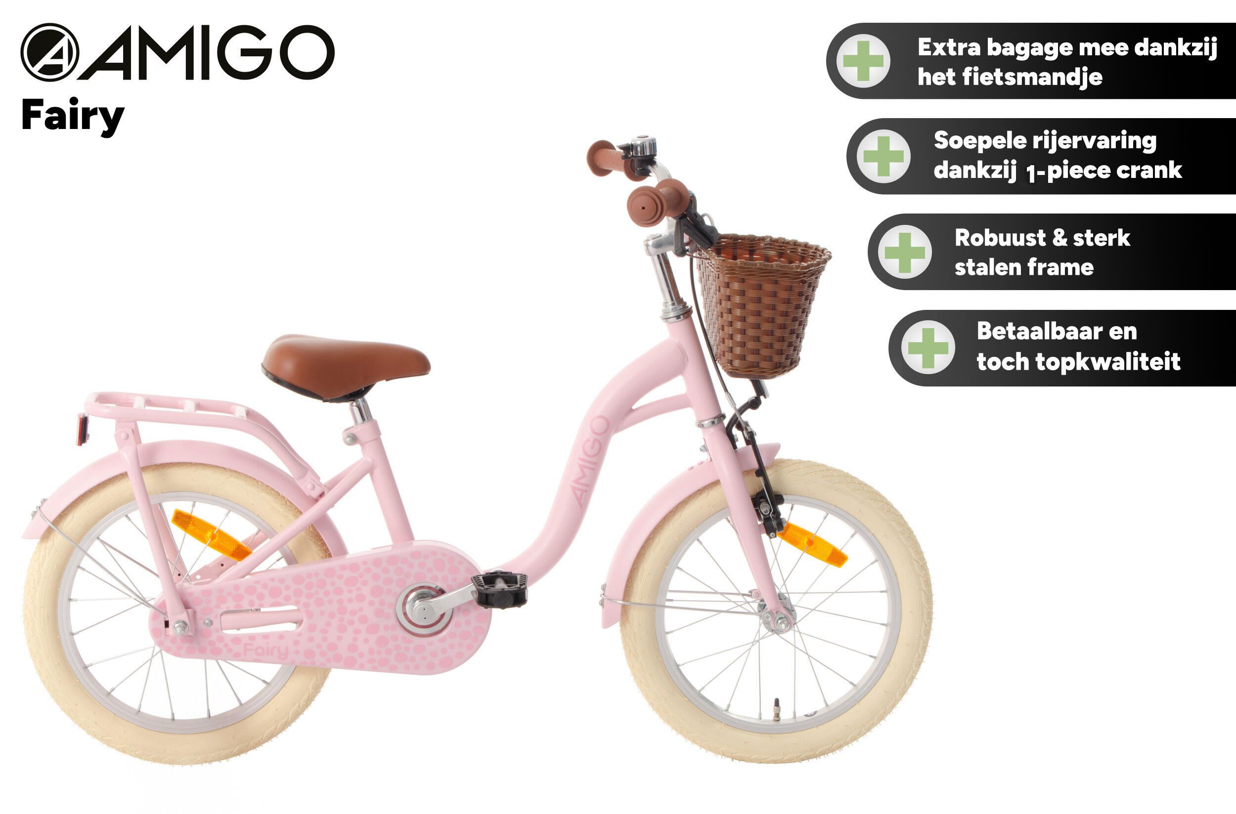 AMIGO Meisjesfiets Fairy 18 Inch Meisjes Terugtraprem Roze 2/7