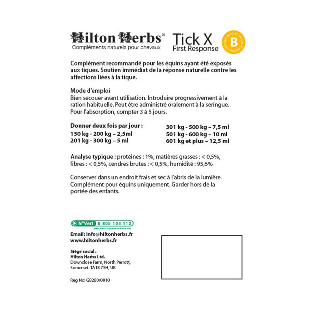 Immunité infections tique cheval Tick X First Response Hilton Herbs 500mL 2/2
