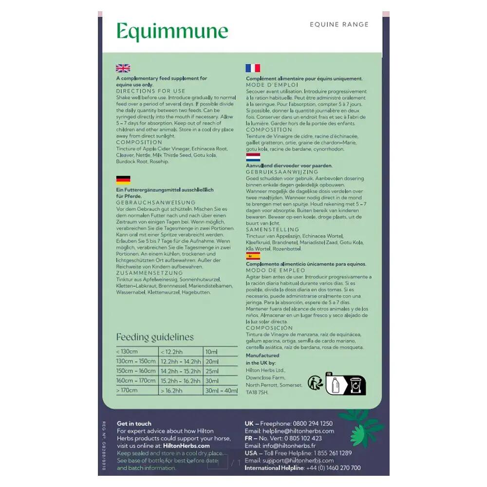 Système immunitaire cheval Equimmune Gold Hilton Herbs 3L 2/2