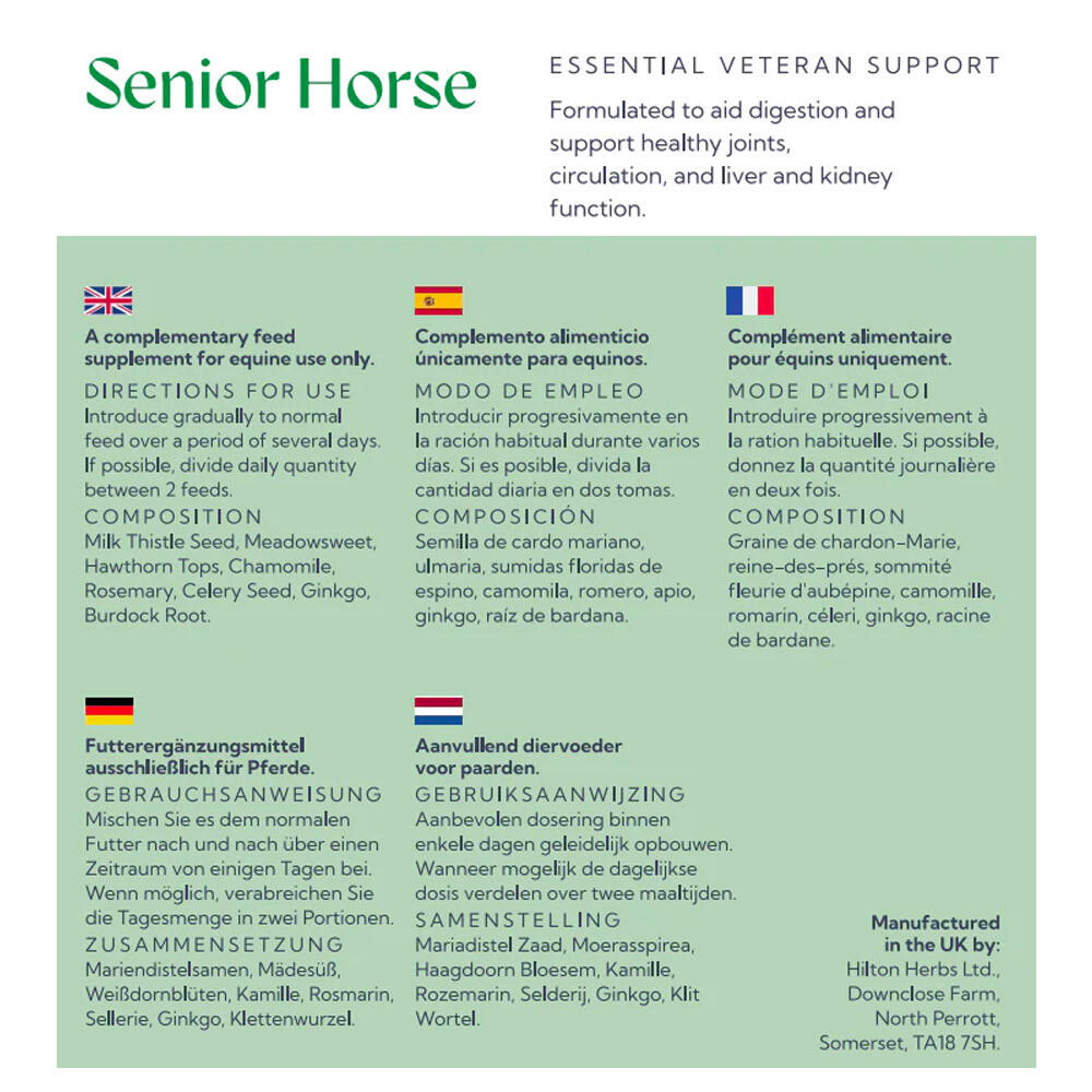 Complément cheval âgé Senior Horse Hilton Herbs 1Kg 3/3