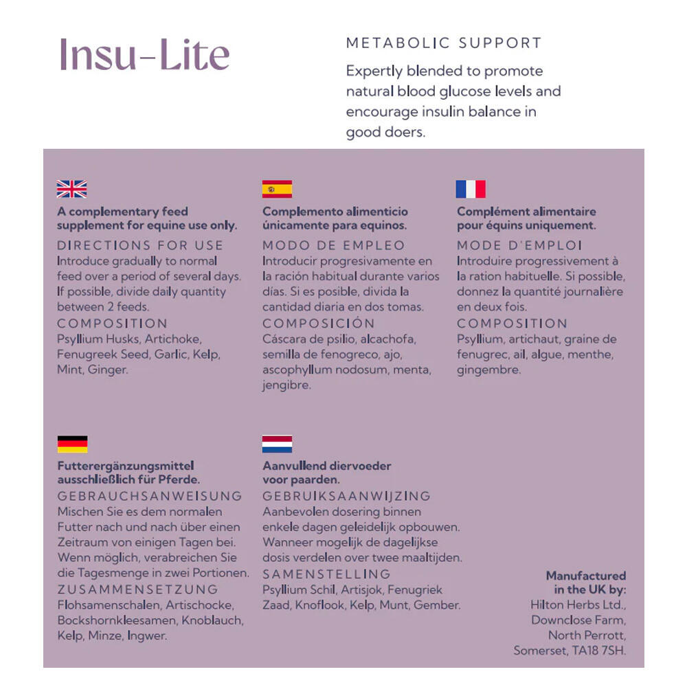 Surpoids et métabolisme cheval Insu-Lite Hilton Herbs 2Kg 3/3