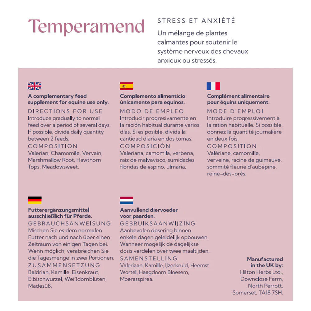 Stress et nervosité cheval Temperamend Hilton Herbs 1Kg 3/3