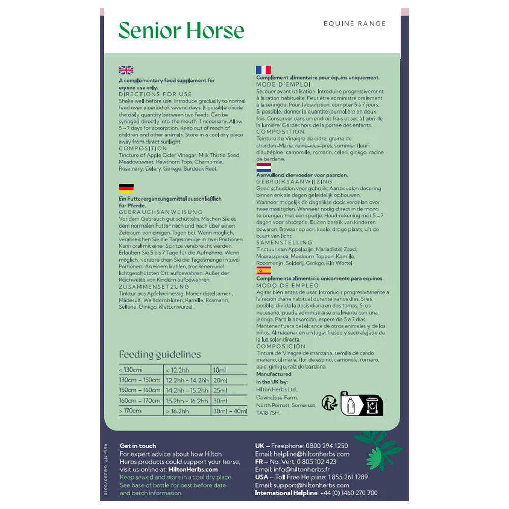 Complément cheval âgé Senior Horse Gold Hilton Herbs 1L 2/2