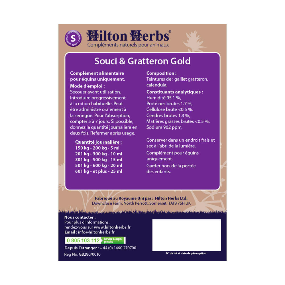 Système lymphatique engorgement cheval Souci & Gratteron Gold Hilton Herbs 500mL 2/2
