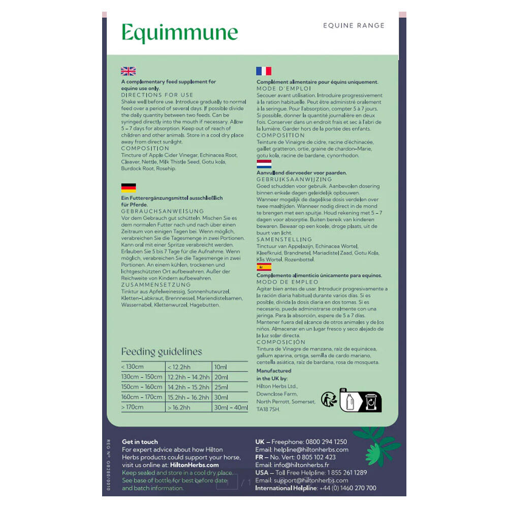Système immunitaire cheval Equimmune Gold Hilton Herbs 1L 2/2