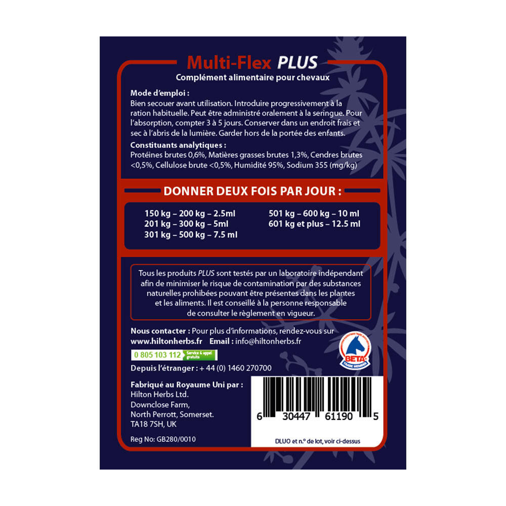 Mobilité cheval de compétition Multi-flex Plus Hilton Herbs 500mL 2/2